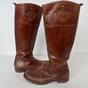Tory Burch Kiernan Leather Logo Riding Boot | size 7